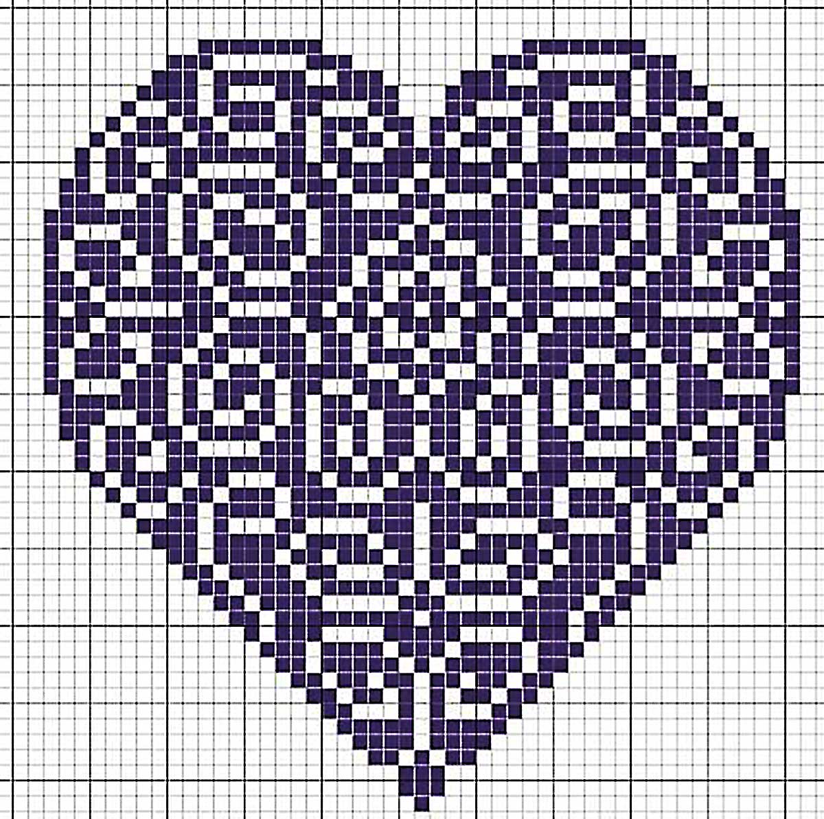 Схема вышивки крестом ажурное сердце